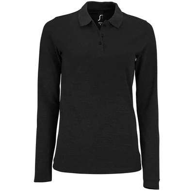 Рубашка поло женская с длинным рукавом Perfect LSL Women, черный меланж 1395661879