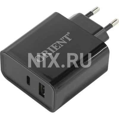 Зарядка USB-устройств от 220В Orient PU-F45D USB Type A "мама", USB Type C "мама" (45 Вт) 2012548359
