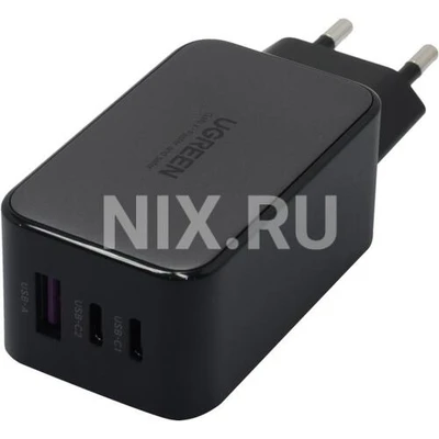 Зарядка USB-устройств от 220В Ugreen CD244 Nexode 65W USB C Charger USB Type A "мама", 2 x USB Type C "мама" (65 Вт) 750584282