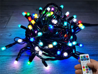 Гирлянда нить уличная 10м. 100 диодов SMART RGB, пульт, черный каучук, 24V - CMR 205-721H IP65 CEIMAR 1908342905