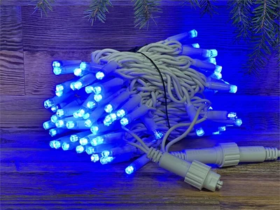 Гирлянда нить уличная 10м. 100 синих диодов, статика, белый каучук, IP65 - XM100b CEIMAR 1437533131