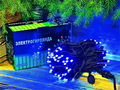 Гирлянда нить уличная 10м. 100 синих диодов, с мерцанием, черный каучук, IP65 - XMF100Hb CEIMAR 1334590667