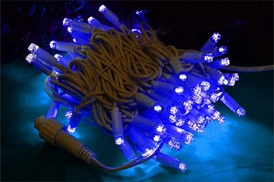 Гирлянда нить уличная 10м. 100 синих диодов, с мерцанием, белый каучук, IP65 - 7701BF LEON LED (LIGHT) 810239453
