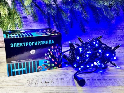 Гирлянда нить уличная 10м. 100 синих диодов, с мерцанием, черный каучук, 24V, IP65 - CMR 023-601Hbf CEIMAR 278085041
