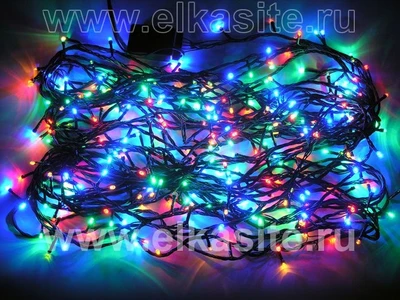 Гирлянда нить 20.0м. 300 разноцветных диодов, черный пвх - LN-300L-RGB-BK LEON LED (LIGHT) 1443944738