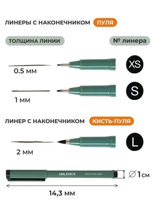 Набор капиллярных ручек линеров Малевичъ, 12 шт 425681084