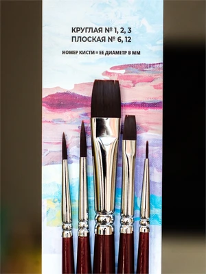Набор кистей из мягкой синтетики Фрида, 5 шт 1430863697