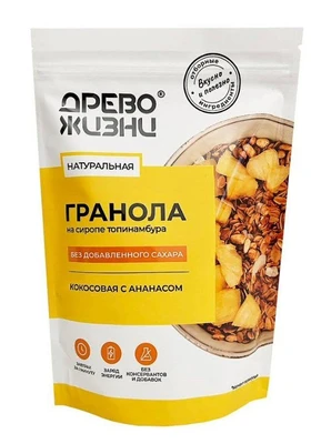 Гранола Кокосовая с ананасом, на сиропе топинамбура 300г 21522