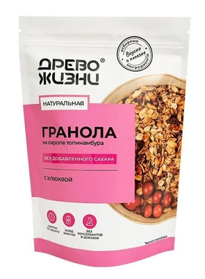 Гранола с Клюквой, на сиропе топинамбура 300г 21523