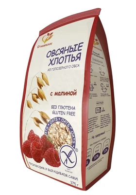 Хлопья овсяные с малиной без глютена 375г 18857