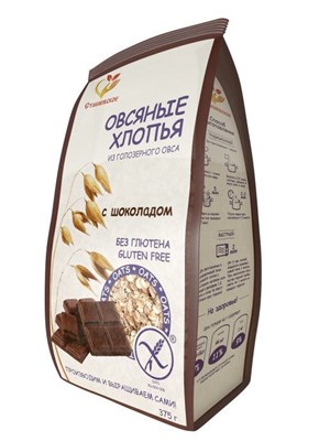 Хлопья овсяные с шоколадом без глютена 375г 18425