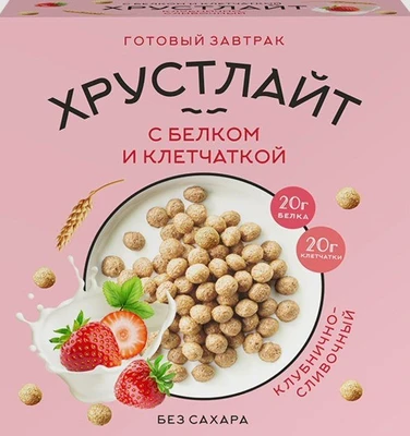 Завтрак “Хрустлайт” клубнично-сливочный с белком и клетчаткой 100г 21087