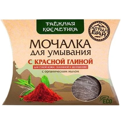 Мочалка для умывания “С красной глиной” 60г 17515