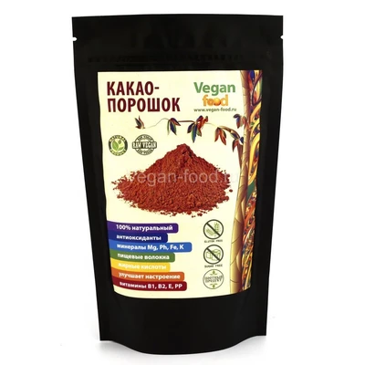 Какао-порошок натуральный 200г (Vegan Food) 17831