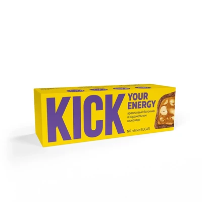 Батончик “KICK energy” арахисовый в карамельном шоколаде 45г 19925