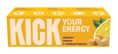 Батончик “KICK energy” лимон, орех, пребиотики 35г 20722