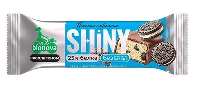 Батончик протеиновый Shiny Печенье с кремом с коллагеном, глазурь 40г 21049