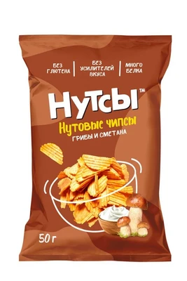 Чипсы нутовые Грибы и сметана “Нутсы” безглютеновые 50г 19890
