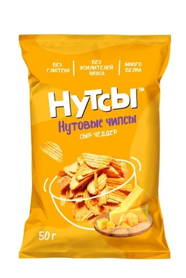 Чипсы нутовые Сыр Чеддер “Нутсы” безглютеновые 50г 19155