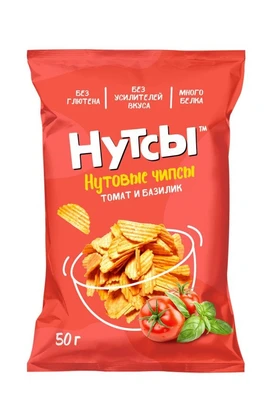 Чипсы нутовые Томат и Базилик “Нутсы” безглютеновые 50г 19154