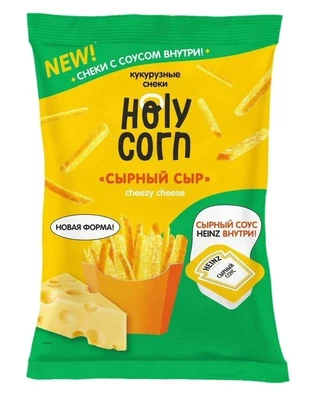 Снеки кукурузные со вкусом “сырный сыр” с сырным соусом heinz 50г 21499