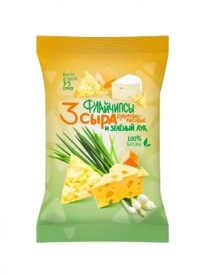 Флайчипсы кукурузно-рисовые 3 сыра и зеленый лук 40г 19683