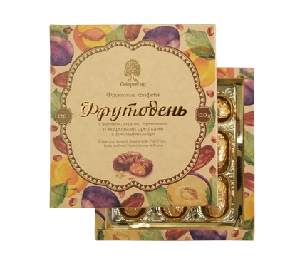 Конфеты “Фрутодень” с кедровыми орешками в шок.глазури 120г 14982
