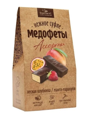 Конфеты “Медофеты” в шоколаде ассорти: манго-маракуйя и клубника 150г 19189
