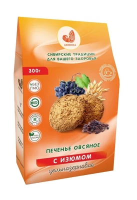 Печенье овсяное ц/з с изюмом 300г 13499