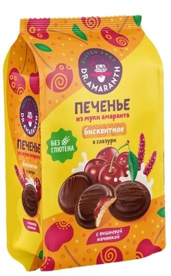 Печенье бисквитное с вишнёвой начинкой Dr. Amaranth 200г 20977