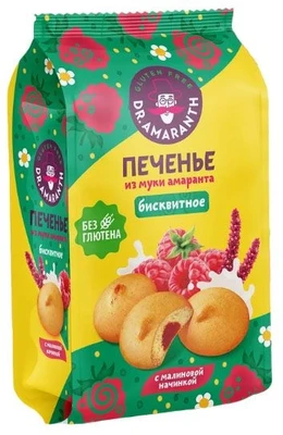 Печенье бисквитное с малиновой начинкой Dr. Amaranth 200г 20978