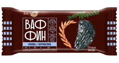 Ваффин из полбы “Чернослив в горьком шоколаде” без сахара 50г 21149