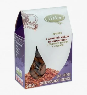 Печенье рисовое с льняное мукой на мальтите и стевии Vitlen 200г 20597