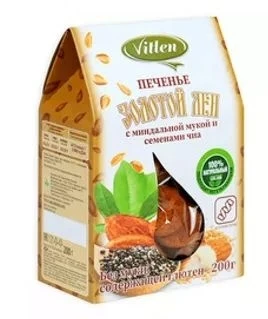 Печенье рисовое с миндальной мукой и чиа “Золотой Лён” 200г 20102