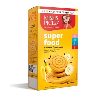 Печенье Superfood банановое Missis Pickez 100г 20909