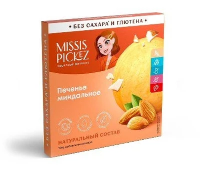 Печенье Квадрат (to go) Миндальное Missis Pickez 40г 21226