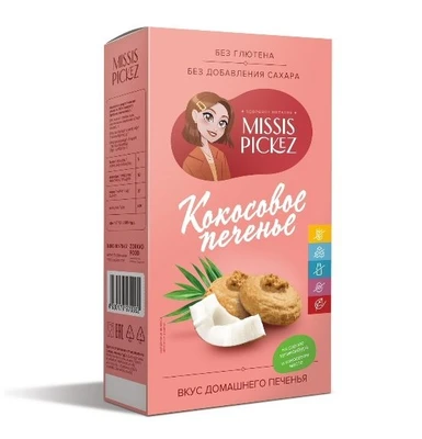 Печенье кокосовое без сахара и глютена Missis Pickez 100г 20524