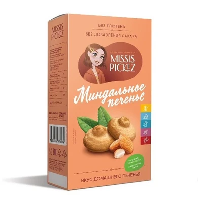 Печенье миндальное без сахара и глютена Missis Pickez 100г 20523