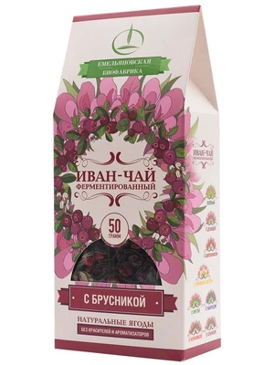 Иван-чай с брусникой ферментированный, пачка 50г 16854