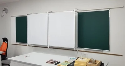 Раздвижная рельсовая система PolyGlide Slide Mono-2 (4,8 м., рельсовые доски 100х120 меловые – 2 шт., настенные доски 100х120 маркерные (белые) – 2 шт., кронштейн № 18 (230х1400) – 4 шт., стяжка 1060 – 4 шт.) 279466601