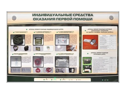 Интерактивный стенд "Индивидуальные средства оказания первой помощи пострадавшим" с натурными образцами Zarnitza 520494195