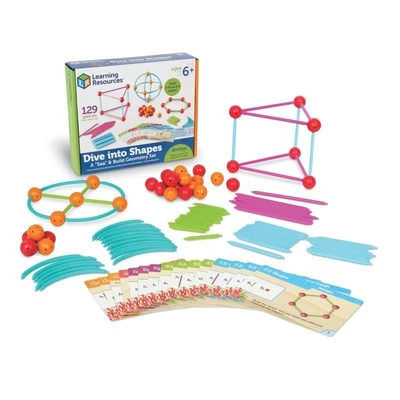 Развивающий игровой набор "Погружение в геометрию с карточками" Learning Resources LER1773 (114 элементов с карточками) 131289714