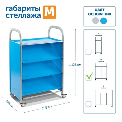 Мобильный стеллаж Сенсориум SS503M M с 3 наклонными полками 1126х795х475 мм 571030532