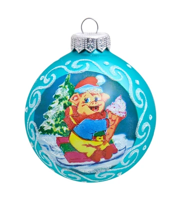 НФШ-1247 Ел.украшение Шар «Поросенок» 85 мм 2145777037
