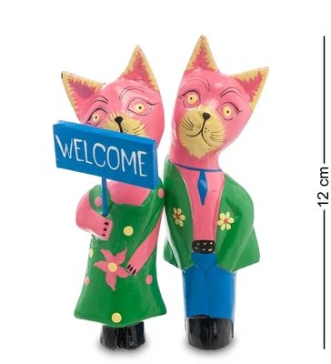 28-017 Статуэтки mini КОТ и КОШКА Welcome, цвет-розовый, набор 2 шт. 1721539861