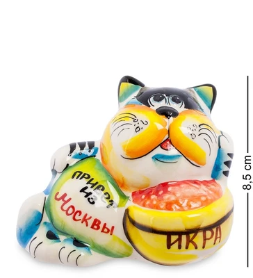 ГЛ- 344 Фигурка «Кот-Икра» цв.(Гжельский фарфор) 2136341800