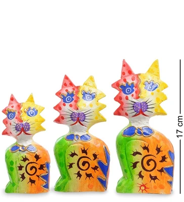 99-254 Фигурка «Кошка» н-р из трех 17,15,12 см (албезия, о.Бали) 8945072