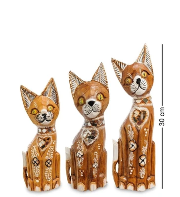 99-136 Фигурка «Кошка» н-р из трех 30,25,20 см (албезия, о.Бали) 1437451236