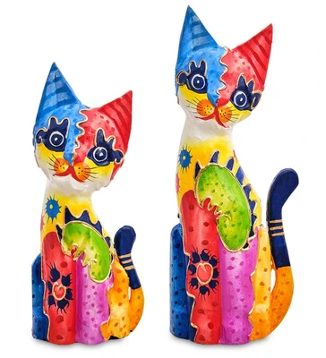 99-129 Фигурка «Кошка» н-р из двух 30, 20 см (албезия, о.Бали) 1599564429