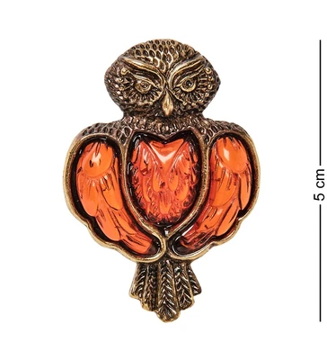 AM-2847 Брошь «Сова Стрелка» (латунь, янтарь) 2140158152